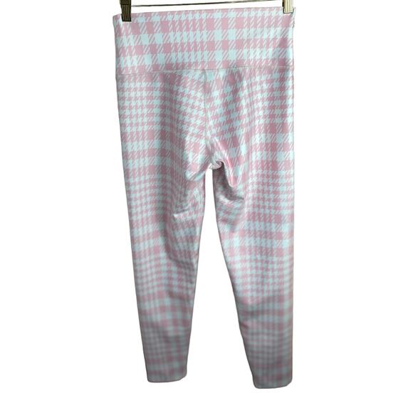 ONA By Yoon Chung Pink Houndstooth Activewear Leggings Sz L High-Rise 26" Inseam - Picture 8 of 9